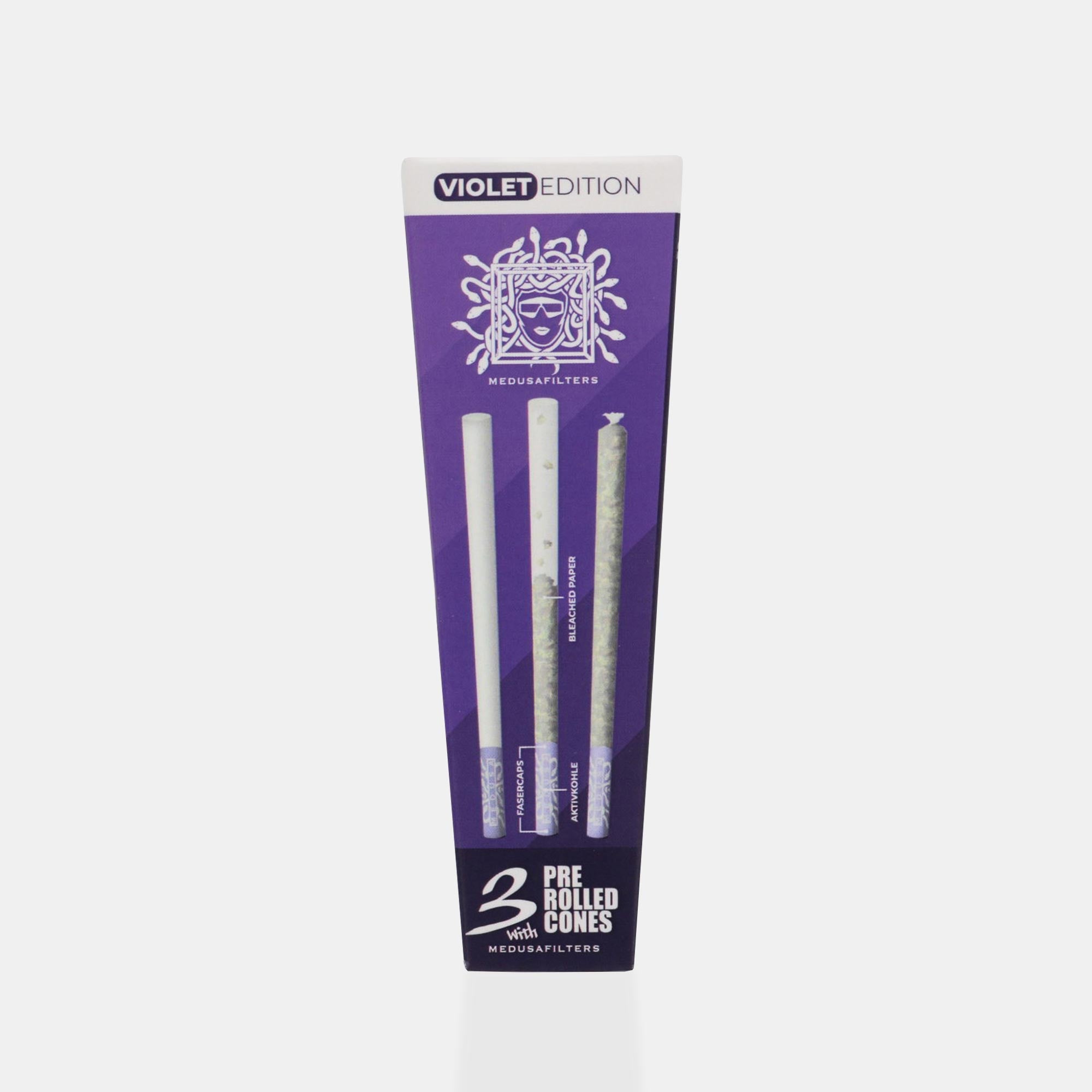 Pre-Rolled Cones BLEACHED mit VIOLET Edition Filtern - 32er Display